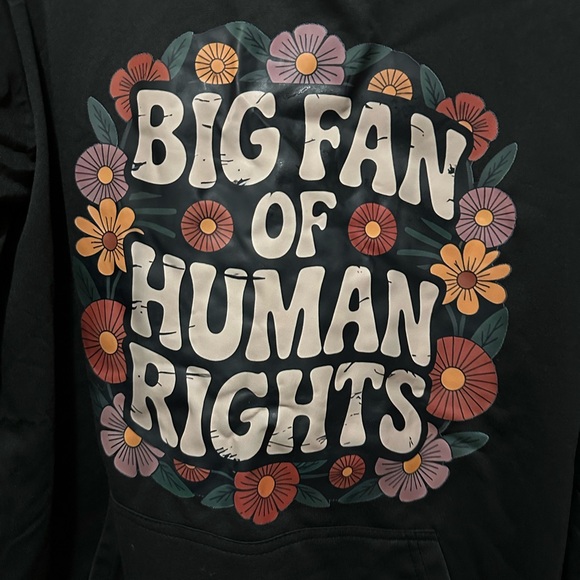 Black Hoodie with Human Rights Graphic - Picture 2 of 4
